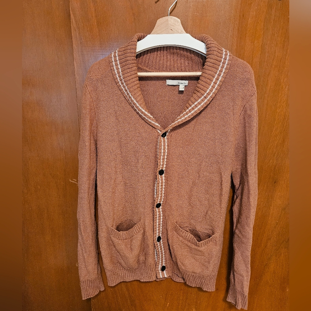 Hawker Rye Knit Shawl Neck Cardigan in Warm Brown